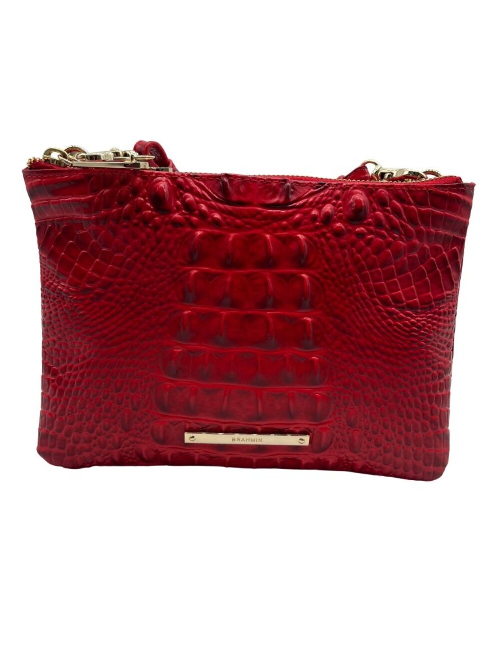 Brahim Red Croc-Embossed Leather Crossbody